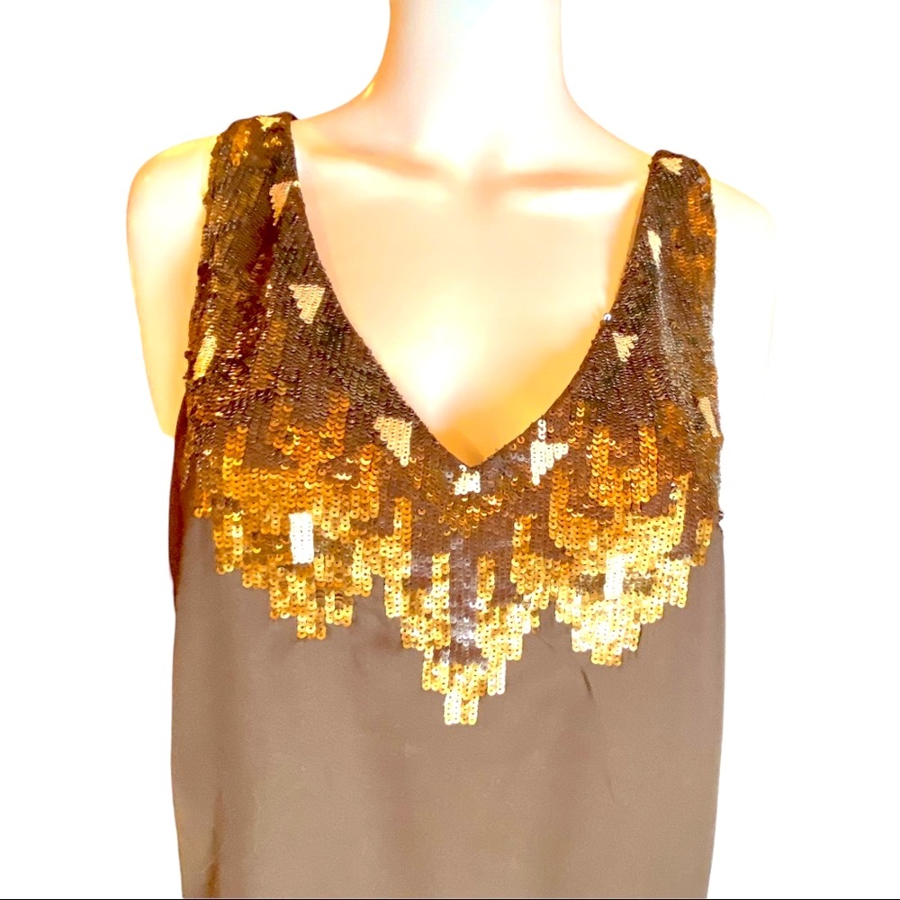 Lauren Ralph Lauren Gold Sequin V-Neck Camisole
